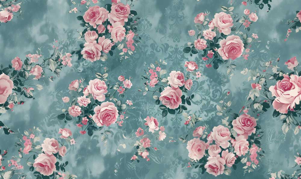 Soft English Rose Wallpaper in Blush and Sage