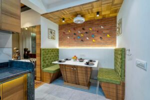 Elegant Dining Nook with Rustic Brick Wall Charm